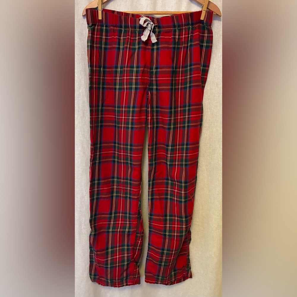 Lands' End Red Plaid Pajama Pants 100% Cotton
